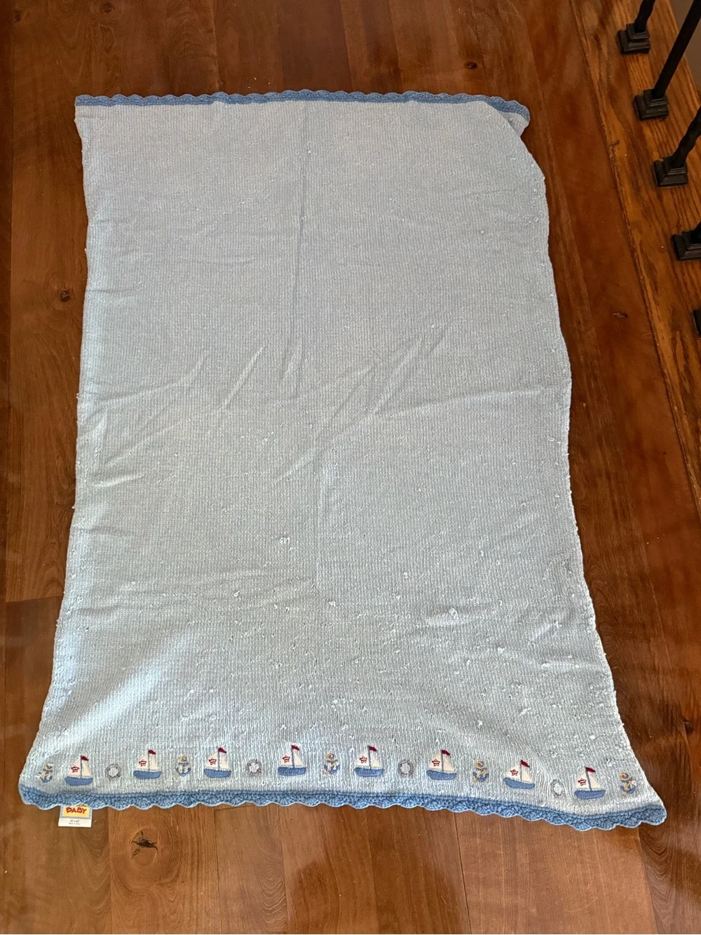 Vintage mary engelbreit light blue sailboat blanket 30